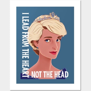 I Lead From the Heart - Not the Head - White - Quote - Princess Diana Posters and Art